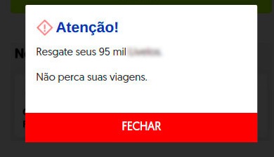 Print de um falso alerta sobre resgate de pontos/ Reprodução PSafe